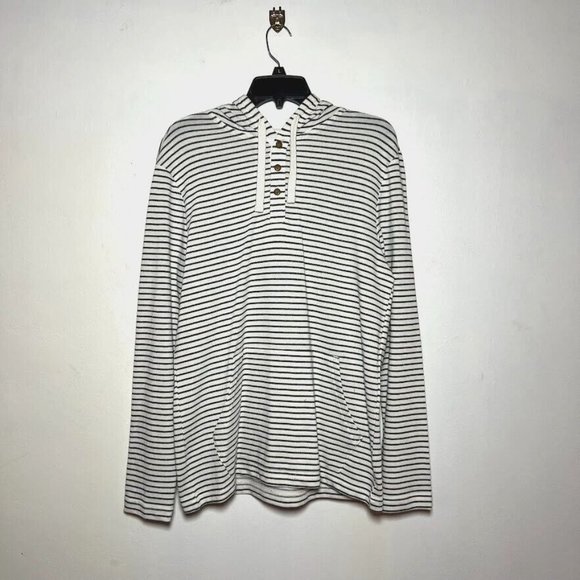 Sonoma Men Life Style Hoodie Light Weight Stretch Knit Cotton Striped Pullover M - Picture 4 of 9